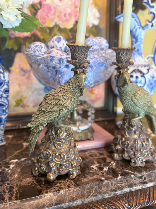 1960s Pair of Parrot Candle Holders by Dick Hsiao