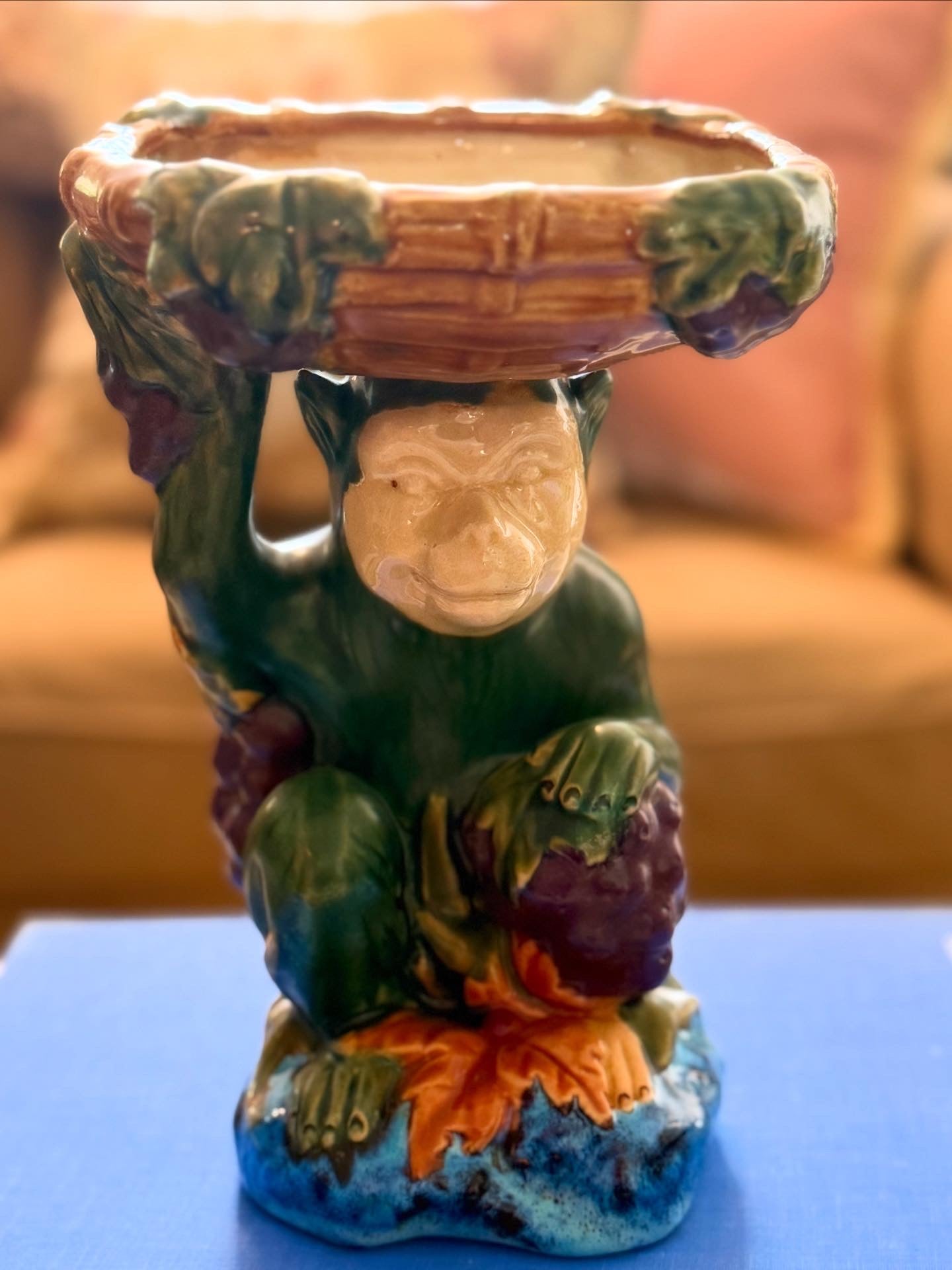 Majolica Monkey Compote