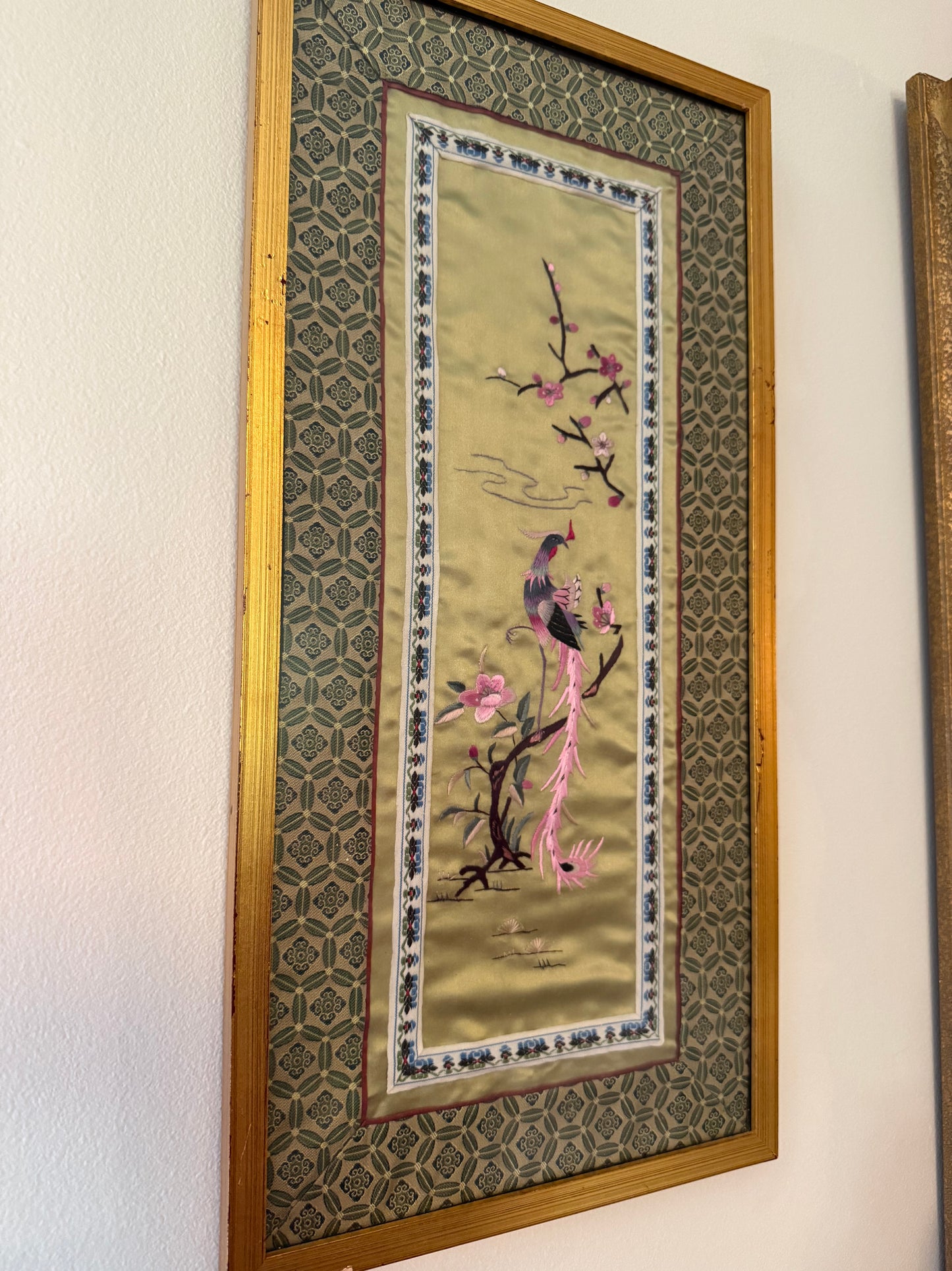 Pair of Hand-Embroidered Silk Panels