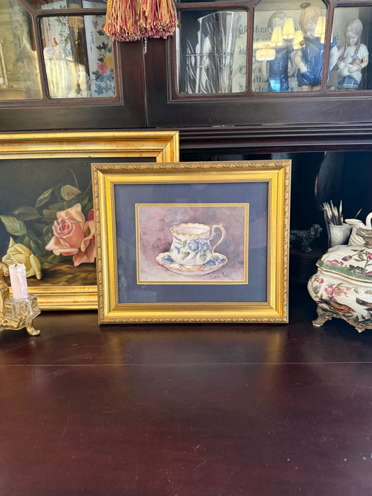 Tea Cup Framed Watercolor Print