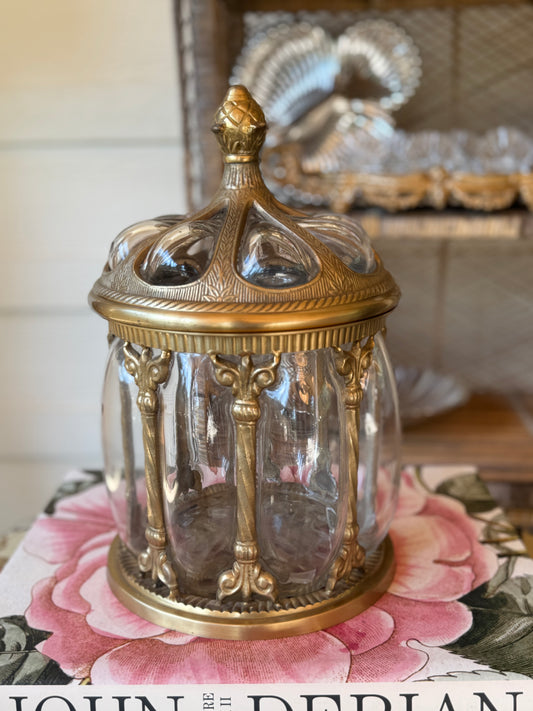 Large Bubble Glass Lidded Jar