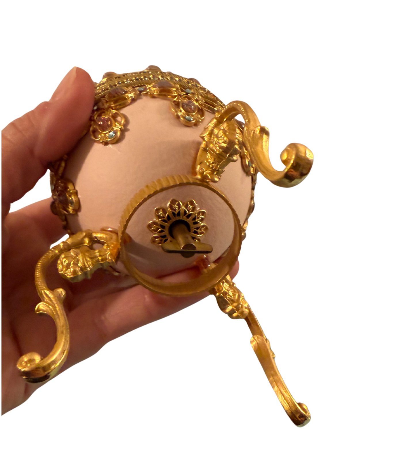 Jeweled Egg Trinket Box on Gilt Stand