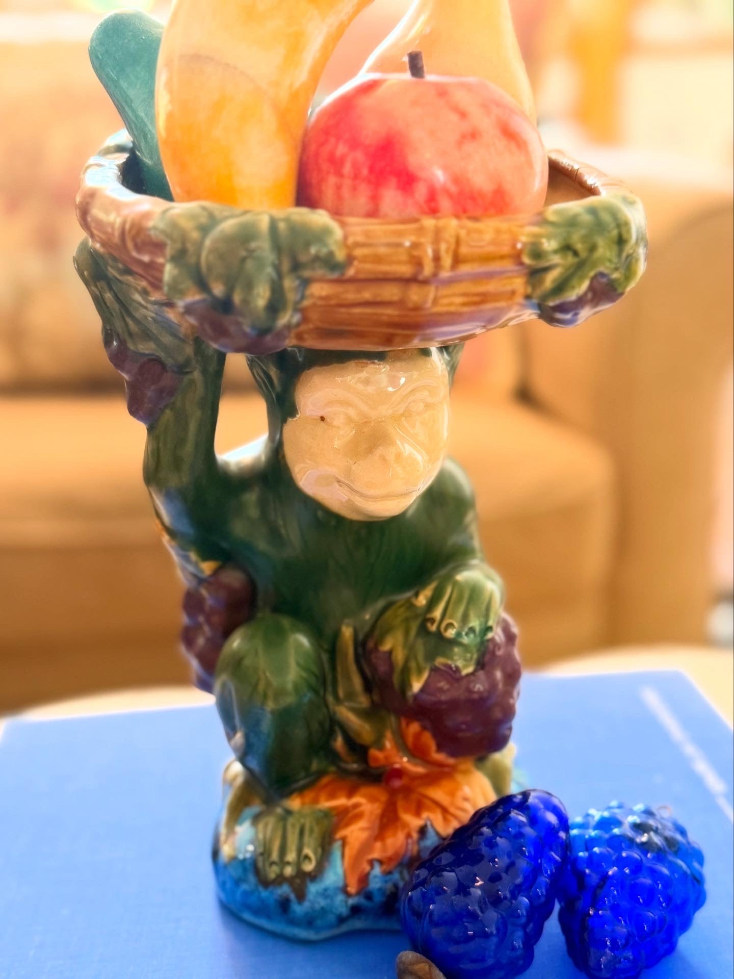 Majolica Monkey Compote