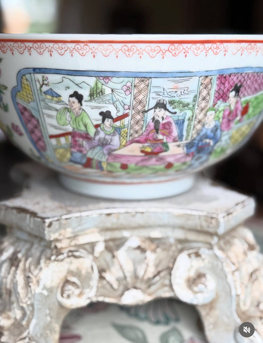 Famille Rose Court Scene Bowl