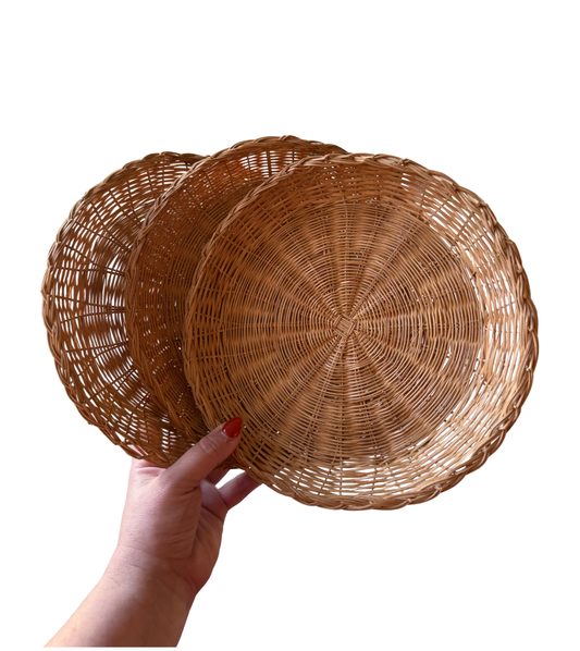 Set of 4 Woven Rattan Paper Plate Chargers