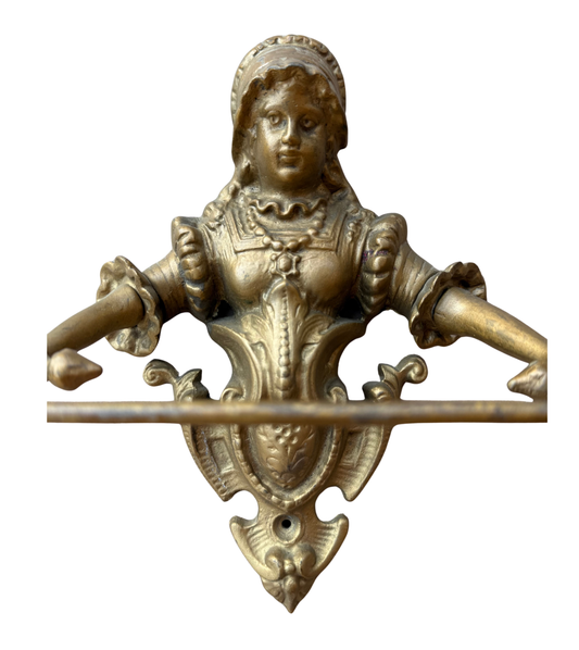 Vintage Brass Renaissance Lady Figural Towel Bar
