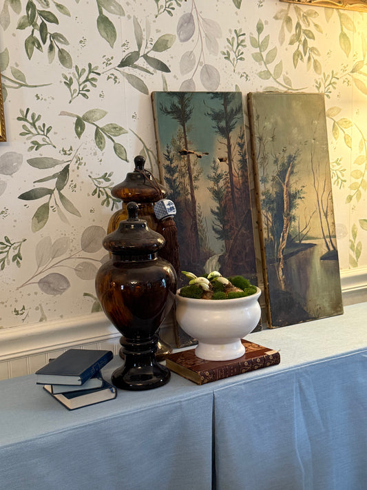 Pair of Antique Hand-Painted Landscape Panels