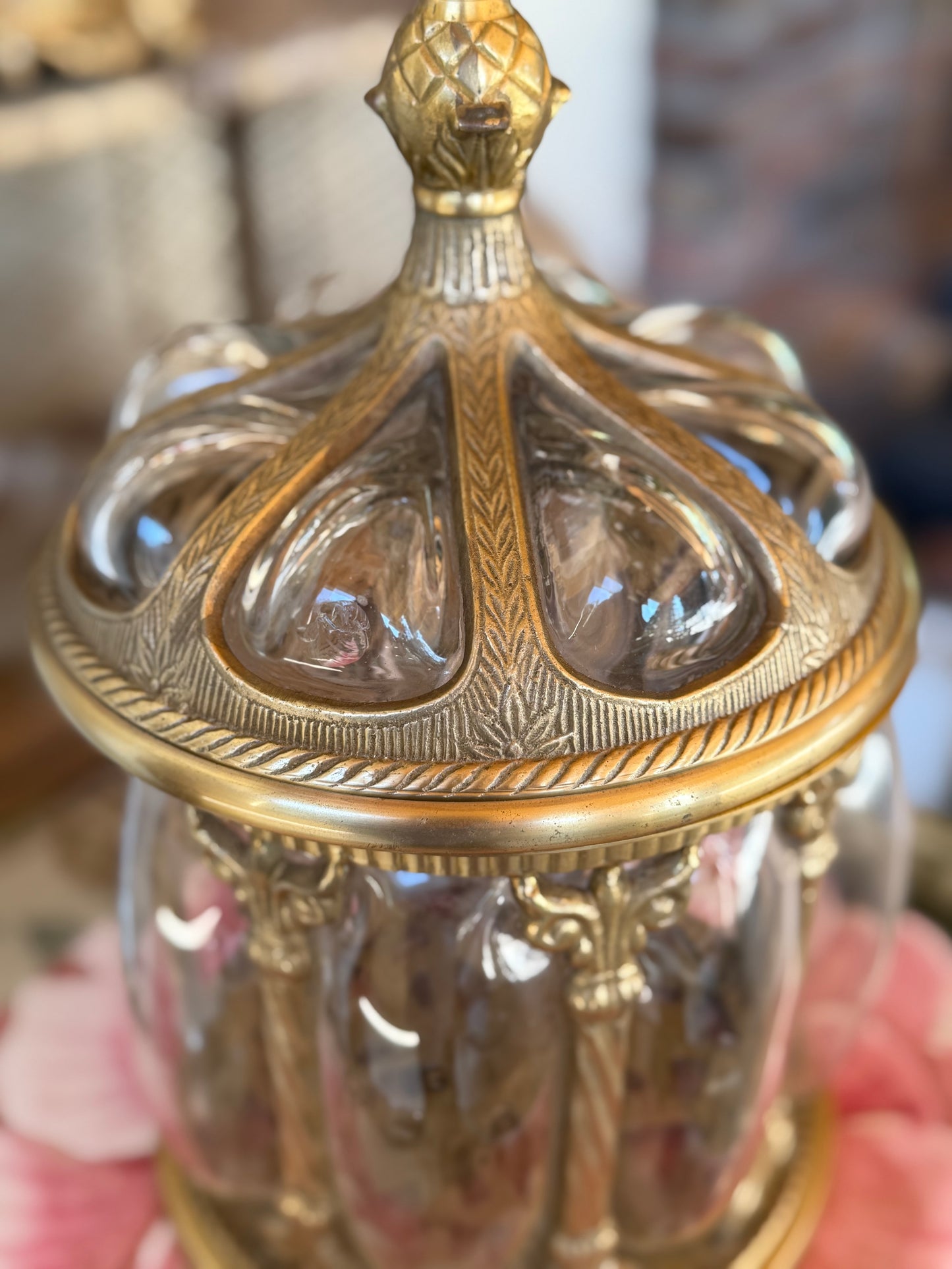Large Bubble Glass Lidded Jar