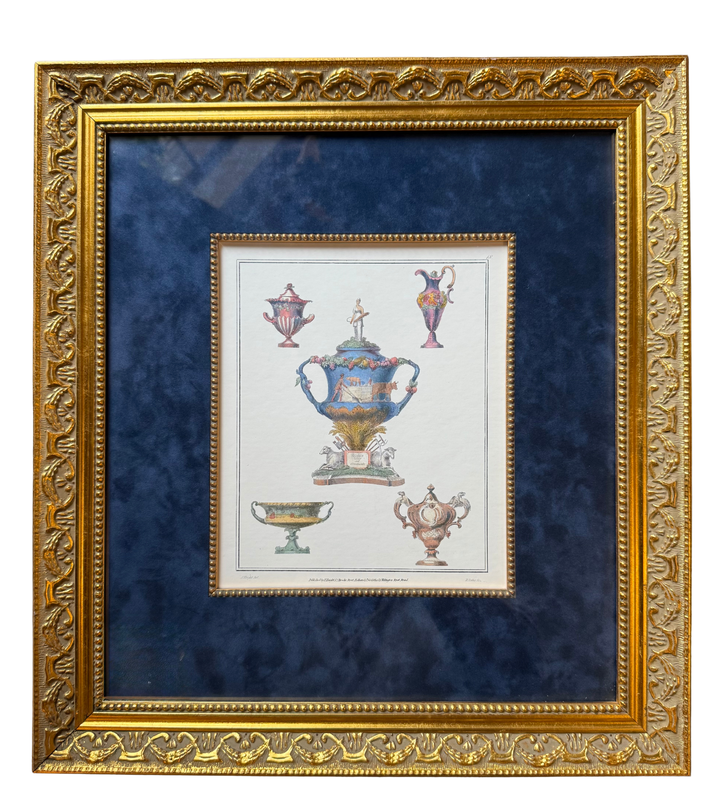 Pair of Framed Rococo Urn Engravings