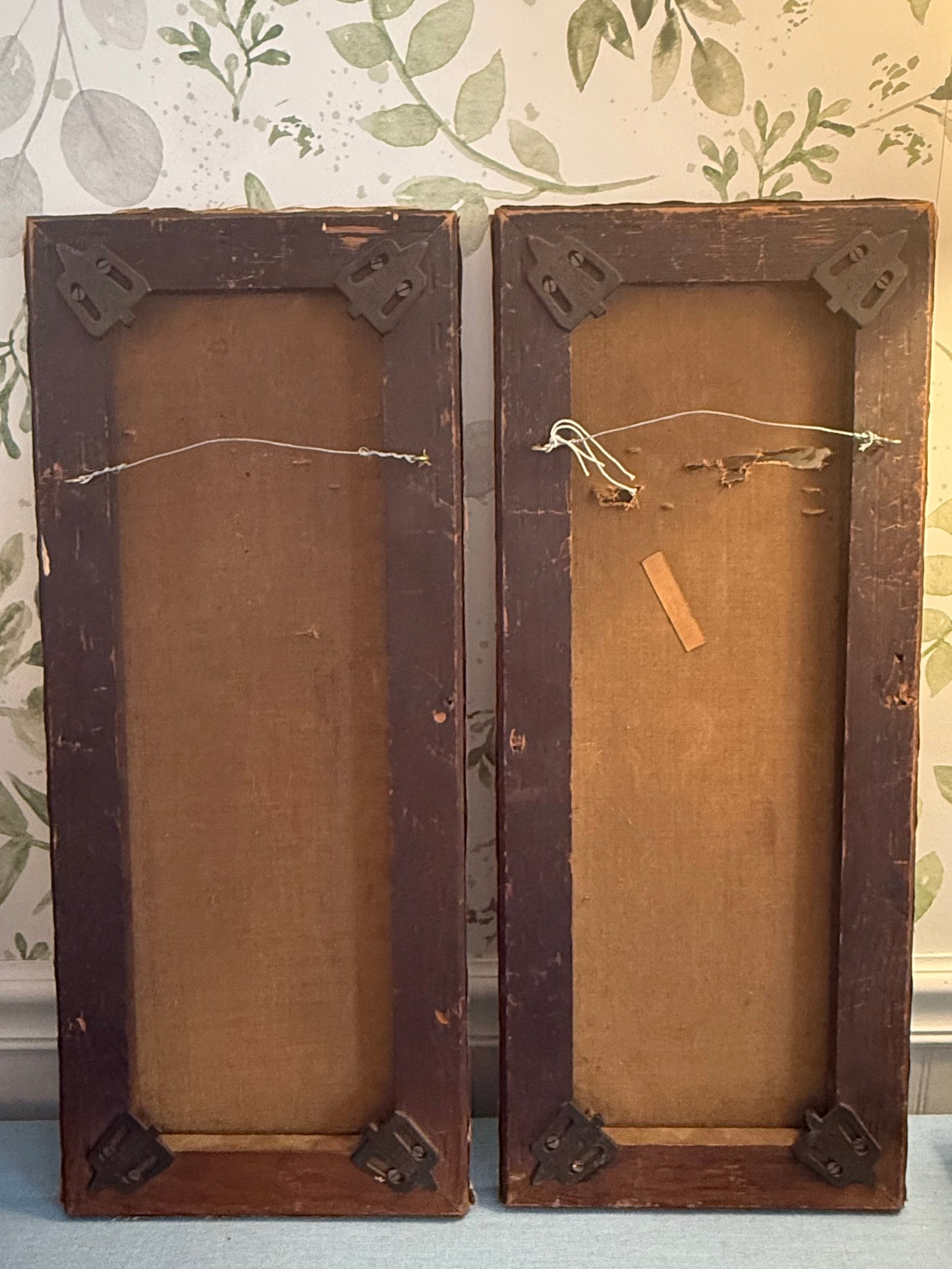 Pair of Antique Hand-Painted Landscape Panels