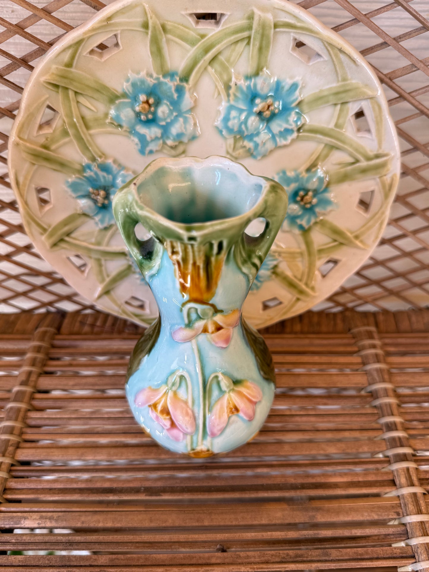 Antique Art Nouveau Majolica Bud Vase