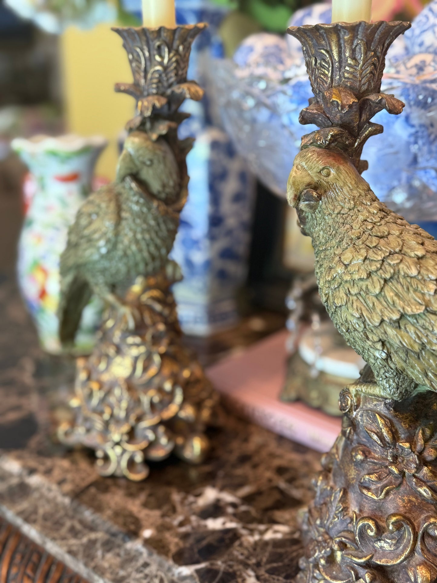 1960s Pair of Parrot Candle Holders by Dick Hsiao