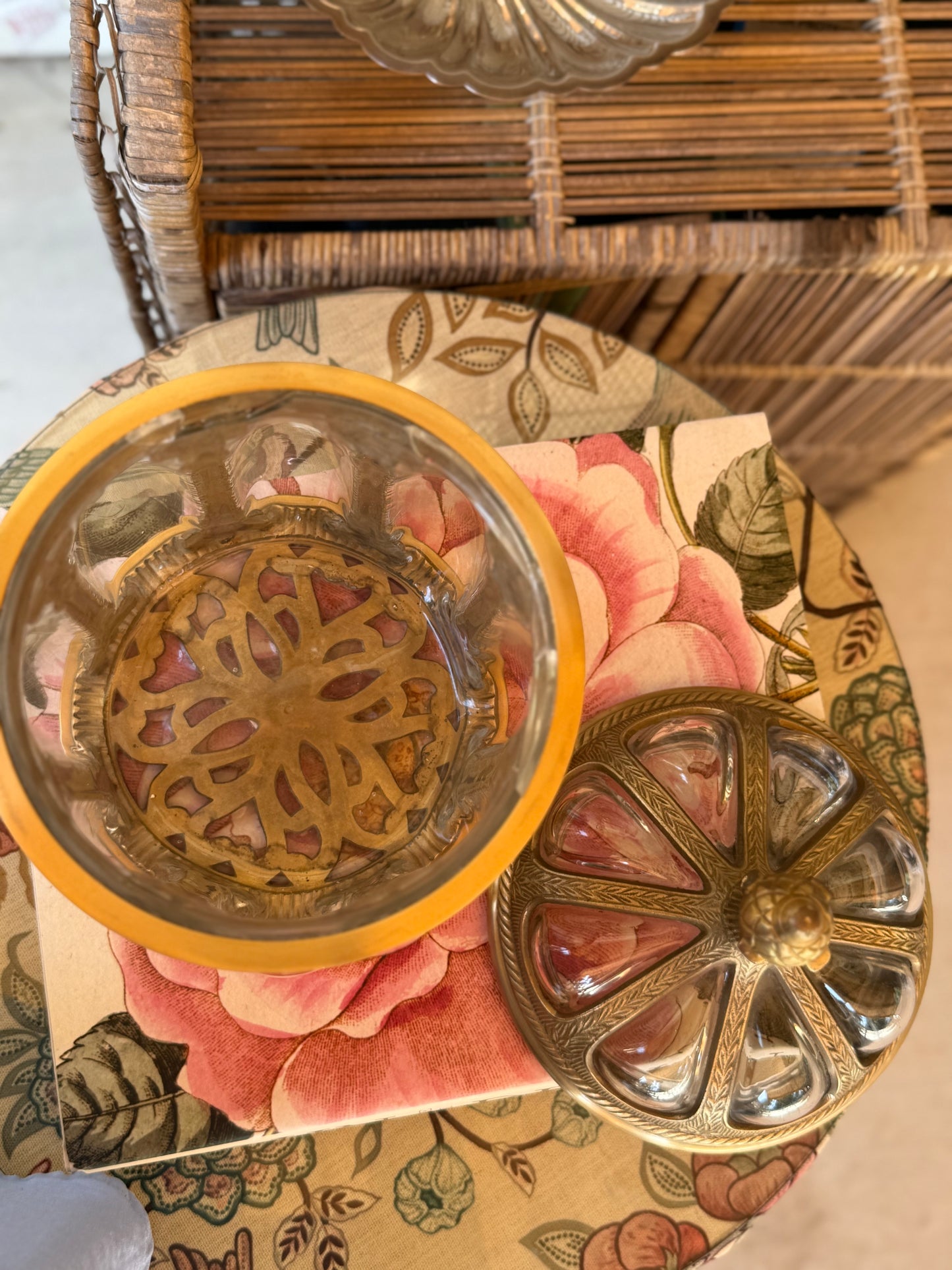 Large Bubble Glass Lidded Jar