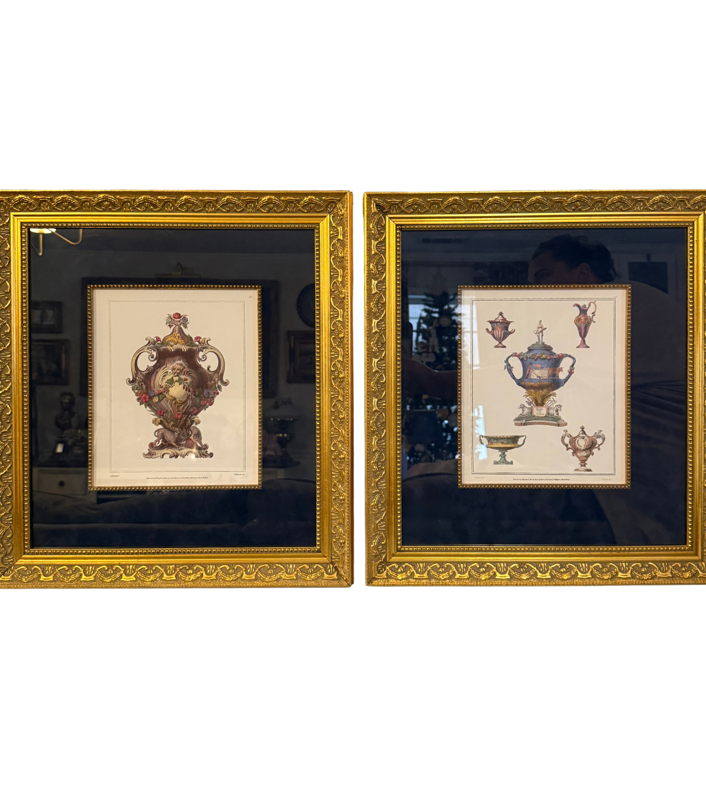 Pair of Framed Rococo Urn Engravings
