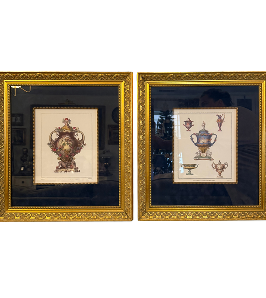 Pair of Framed Rococo Urn Engravings