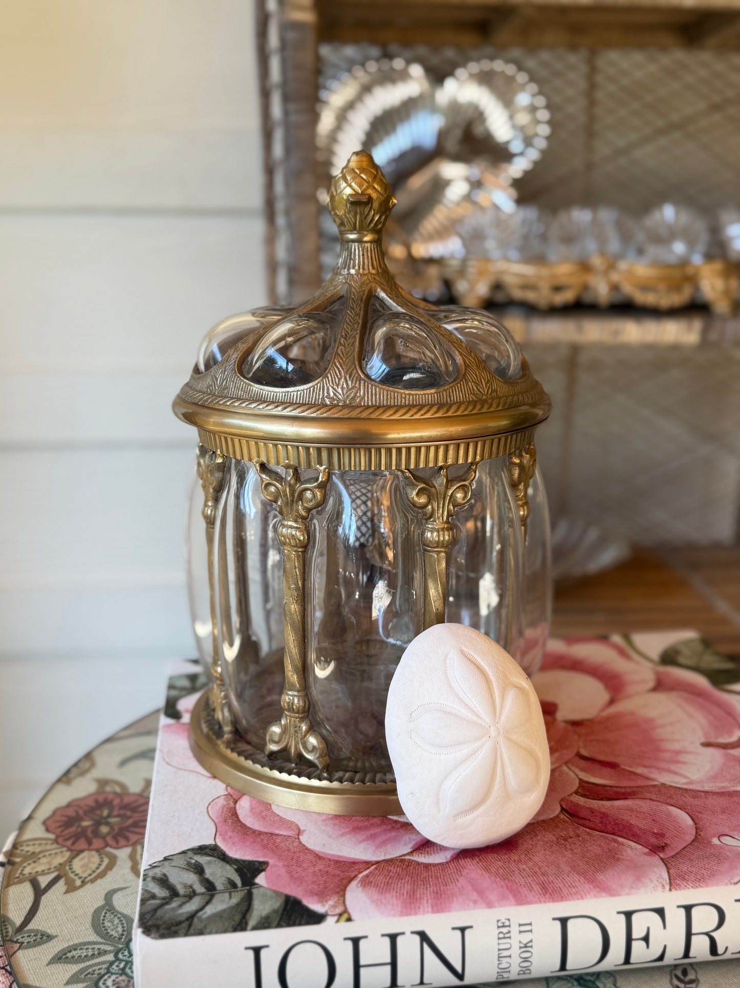 Large Bubble Glass Lidded Jar