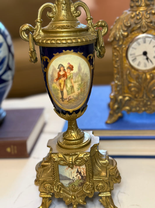 Pair of Italian Bravettato Gilt Brass Candelabras