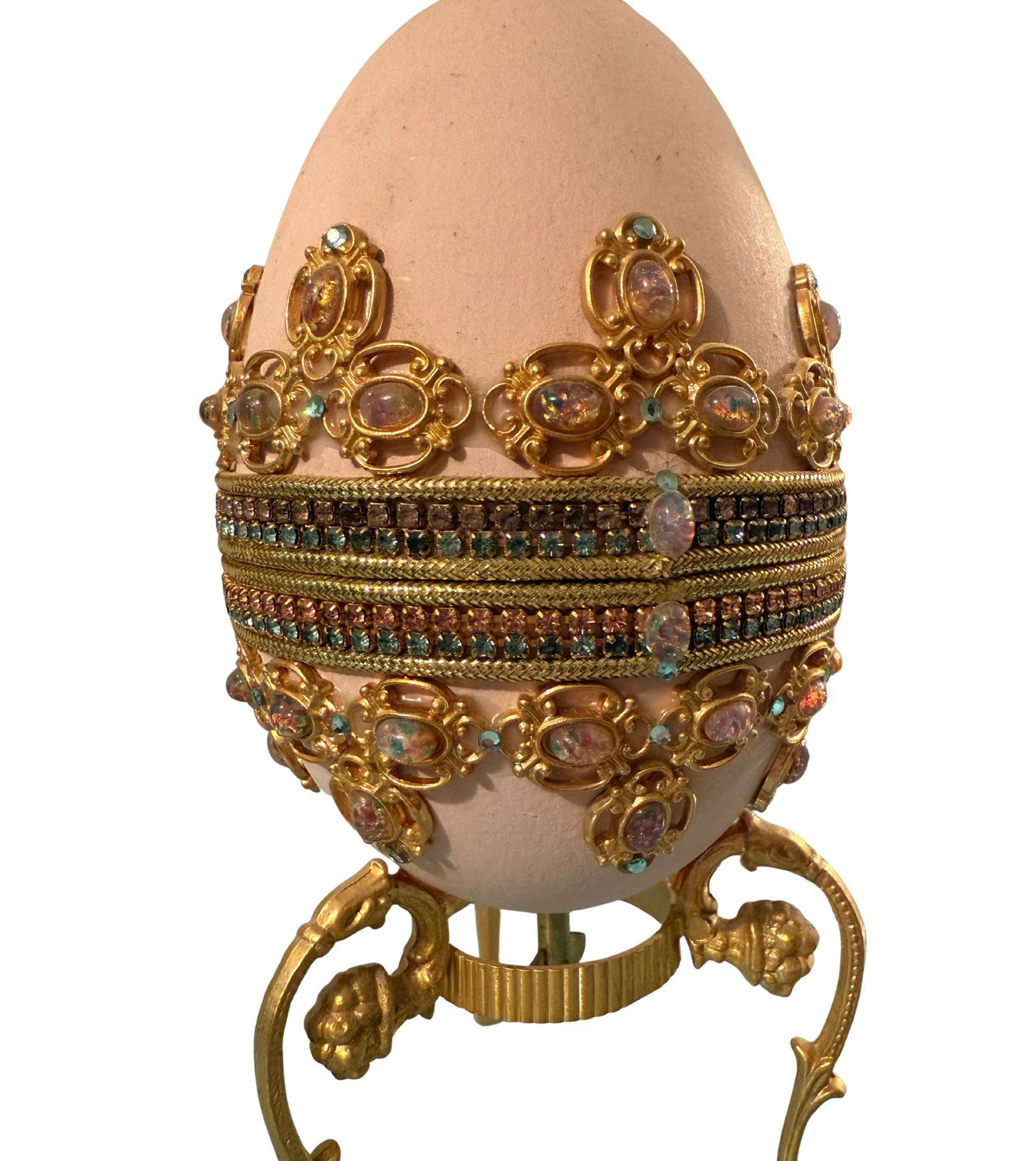 Jeweled Egg Trinket Box on Gilt Stand