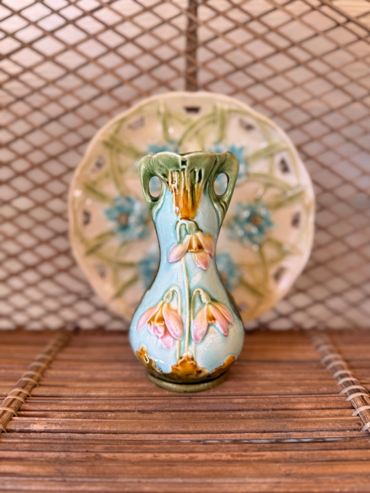 Antique Art Nouveau Majolica Bud Vase