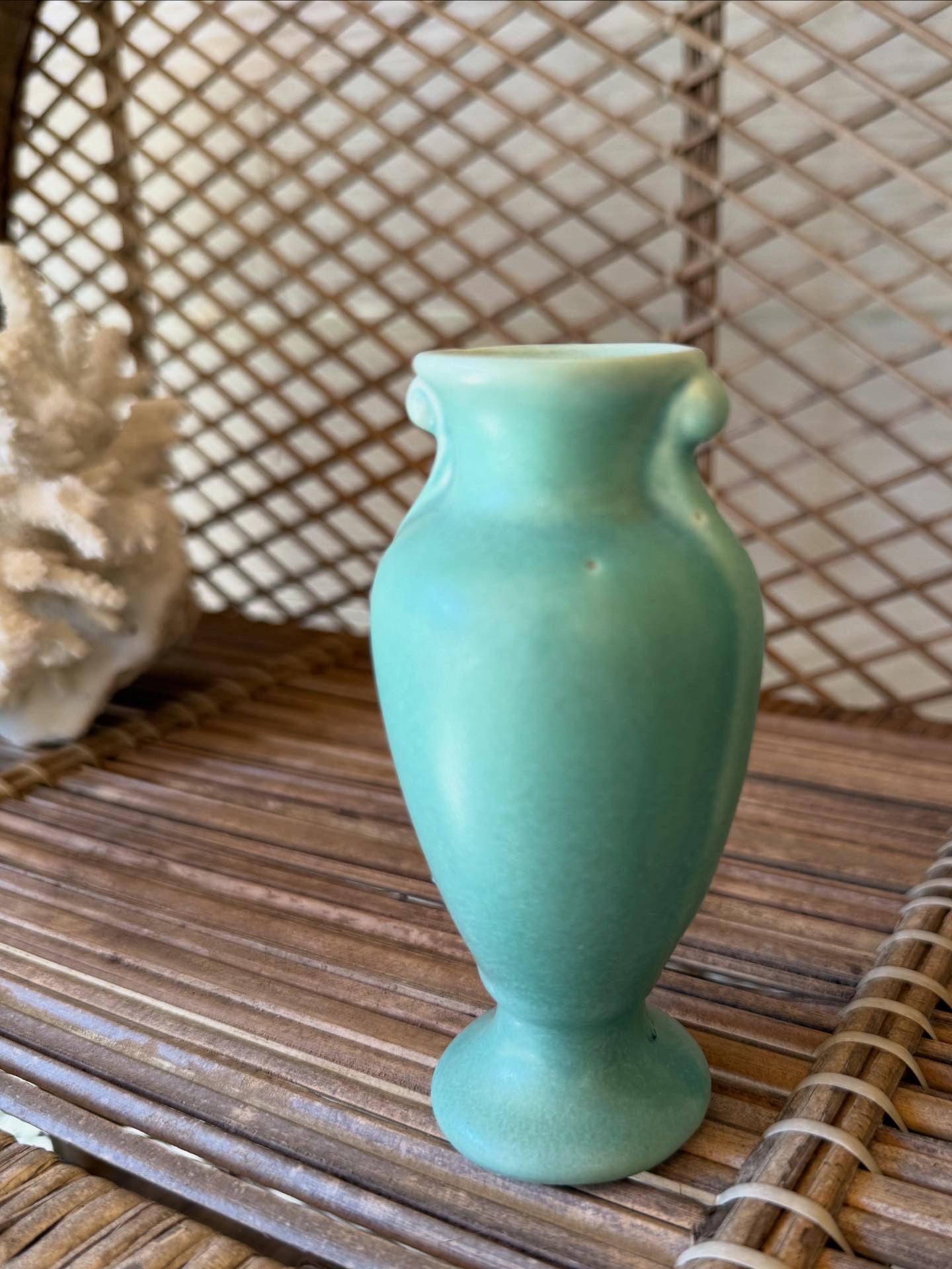 Mid-Century Celadon Art Pottery Bud Vase