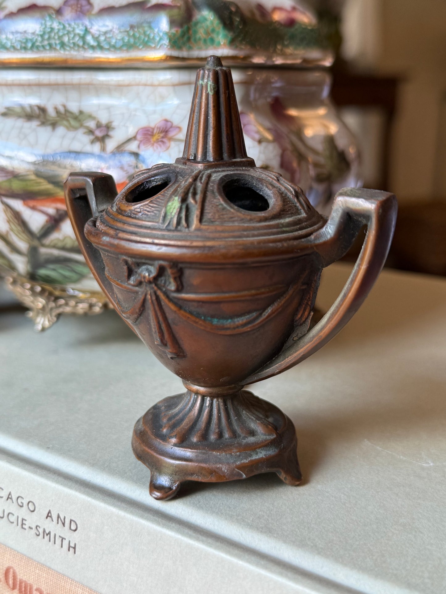 Mini Art Nouveau Bronze Incense Burner