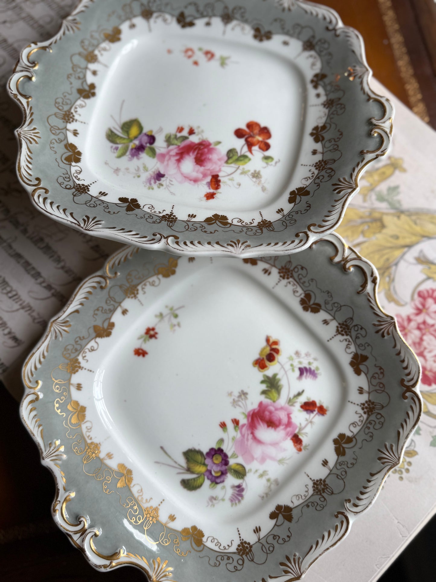 Pair of Antique English Porcelain Plates