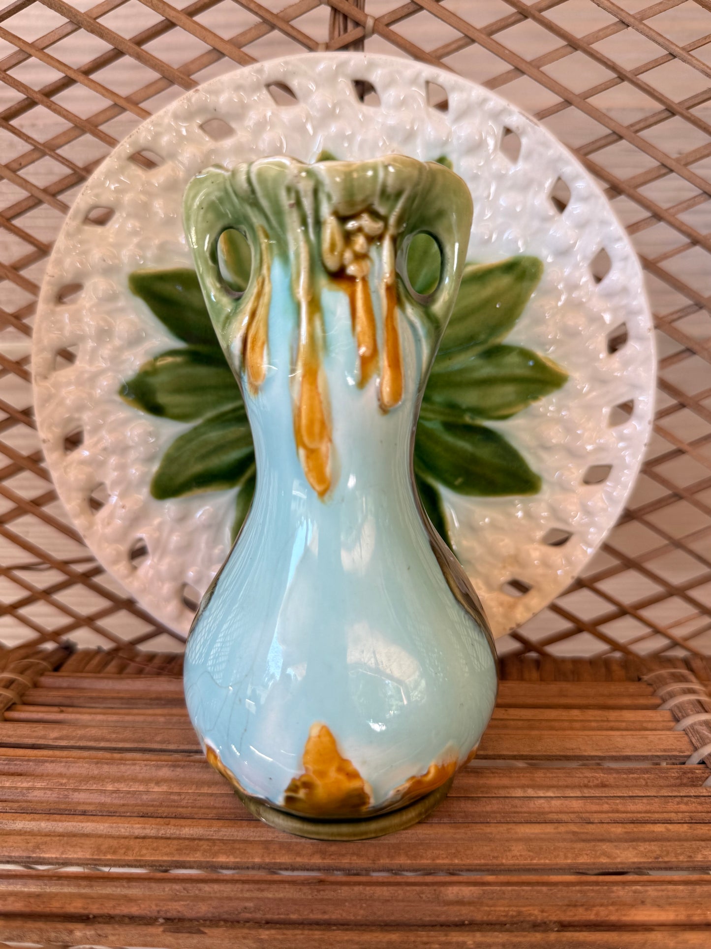 Antique Art Nouveau Majolica Bud Vase