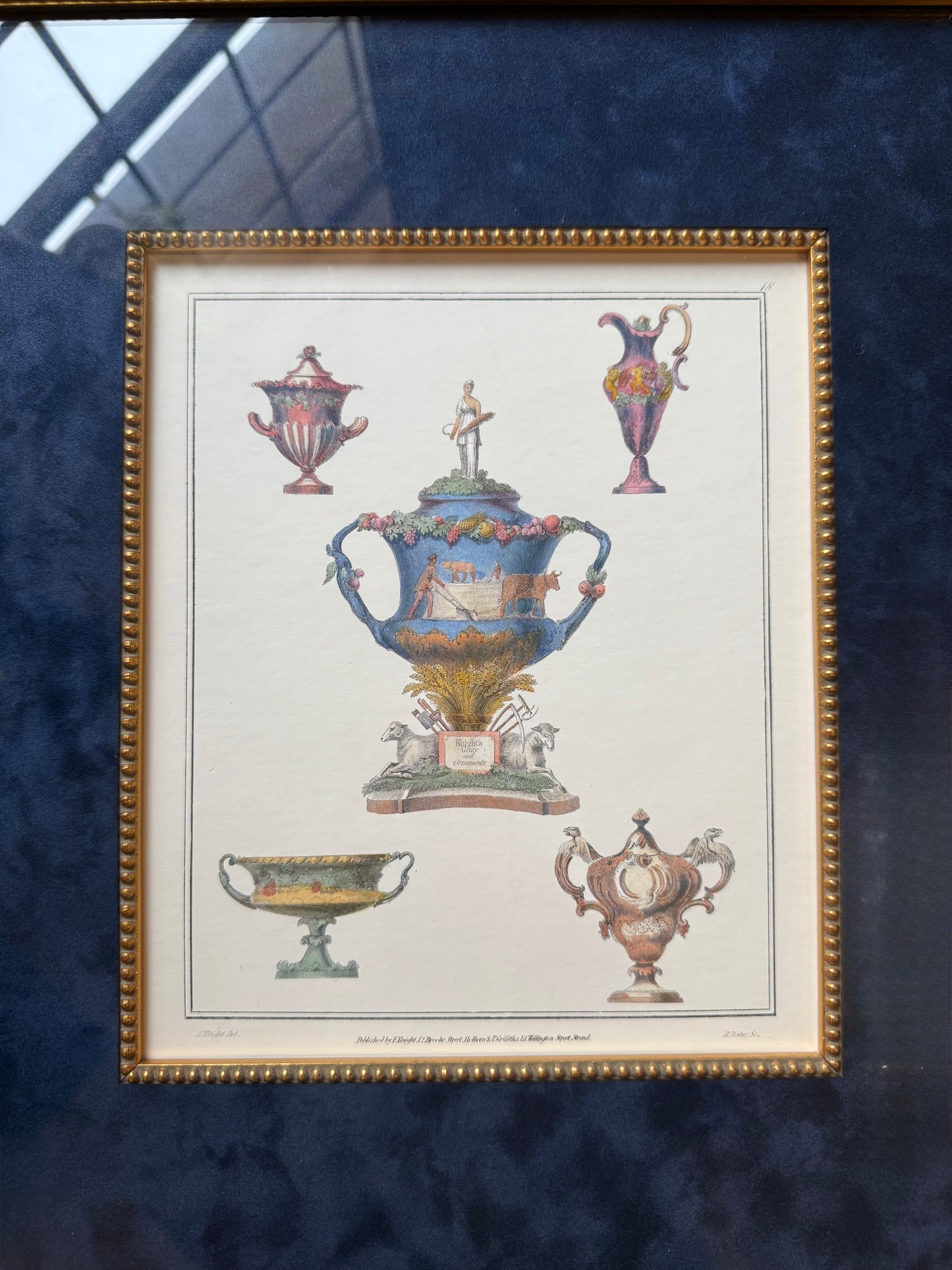 Pair of Framed Rococo Urn Engravings