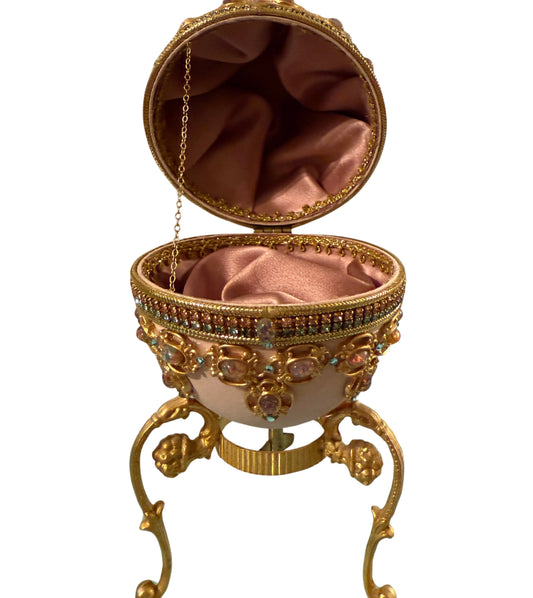 Jeweled Egg Trinket Box on Gilt Stand
