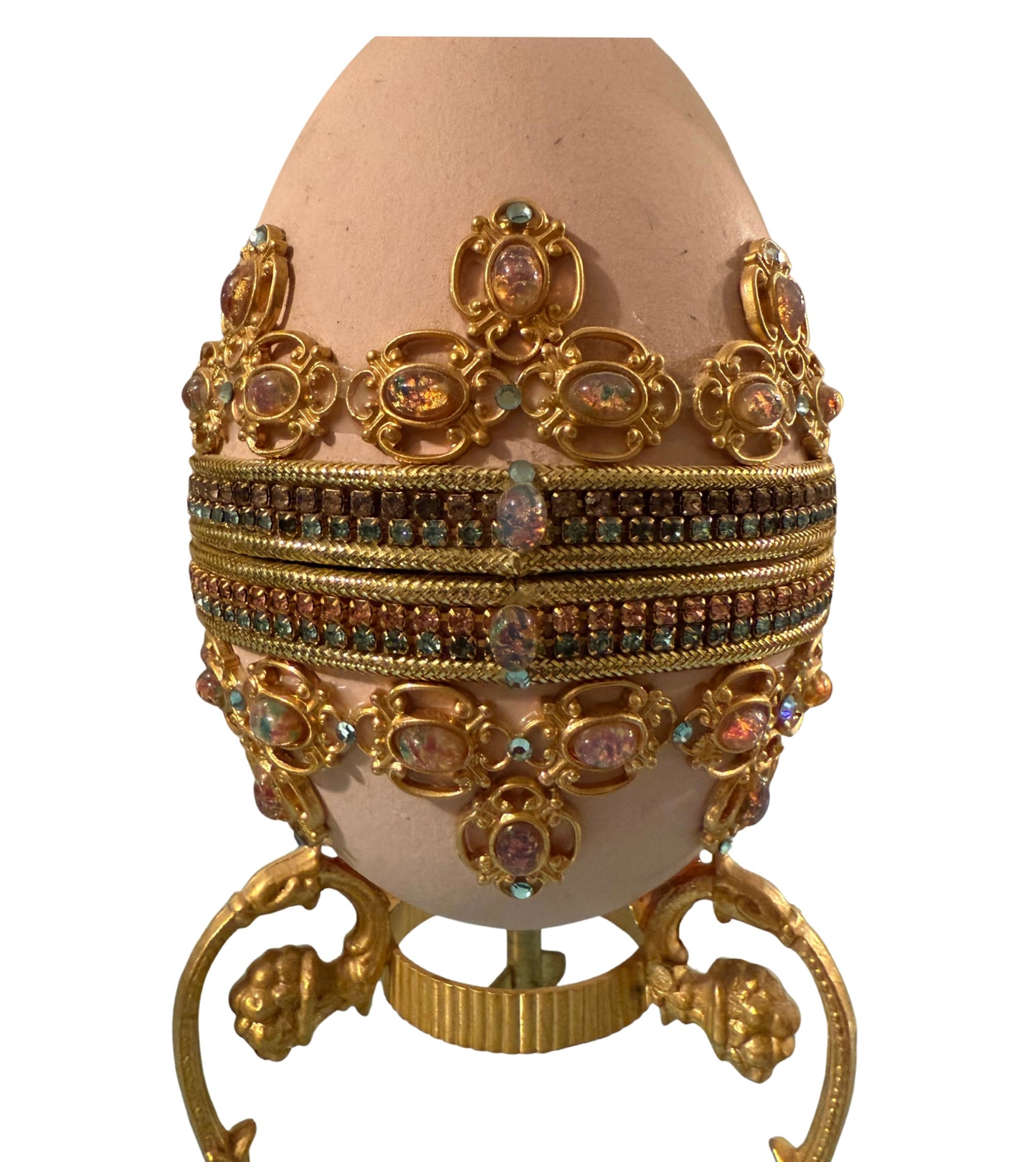 Jeweled Egg Trinket Box on Gilt Stand