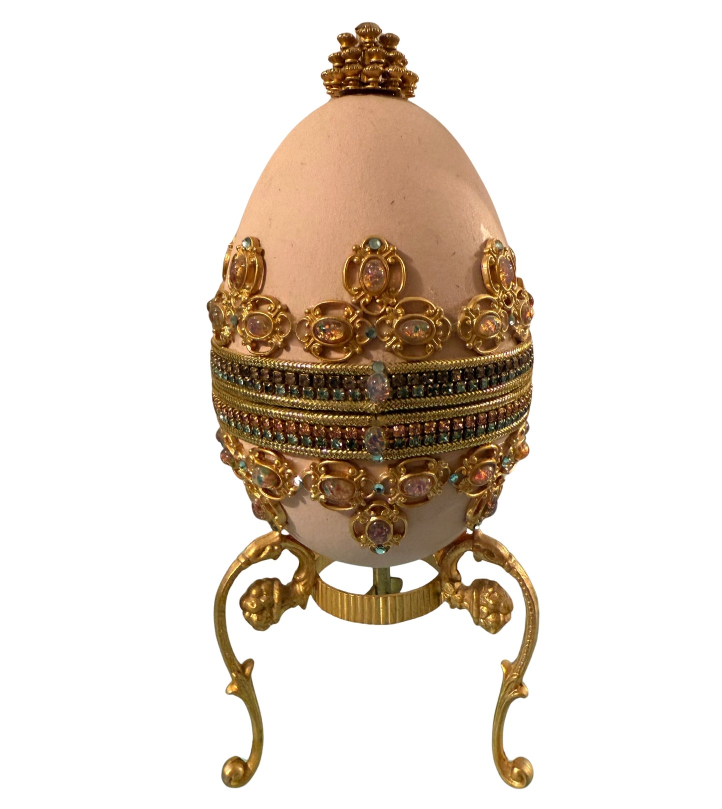 Jeweled Egg Trinket Box on Gilt Stand
