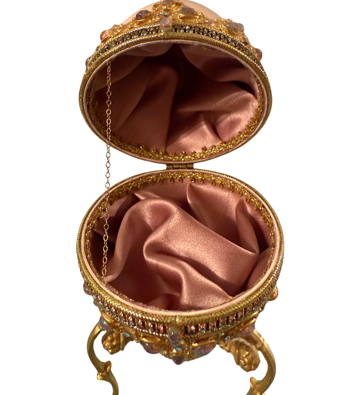 Jeweled Egg Trinket Box on Gilt Stand