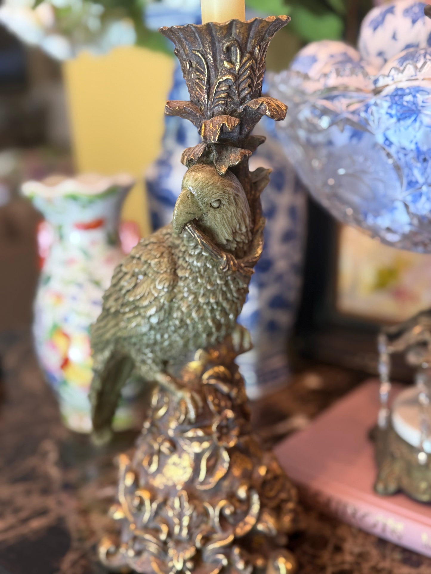 1960s Pair of Parrot Candle Holders by Dick Hsiao
