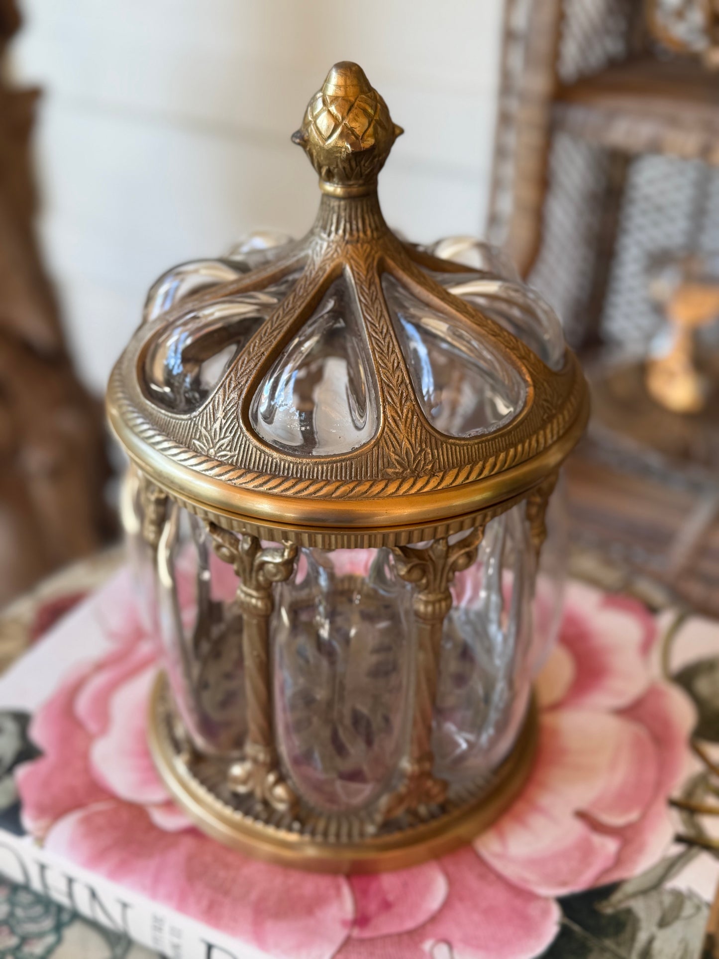 Large Bubble Glass Lidded Jar