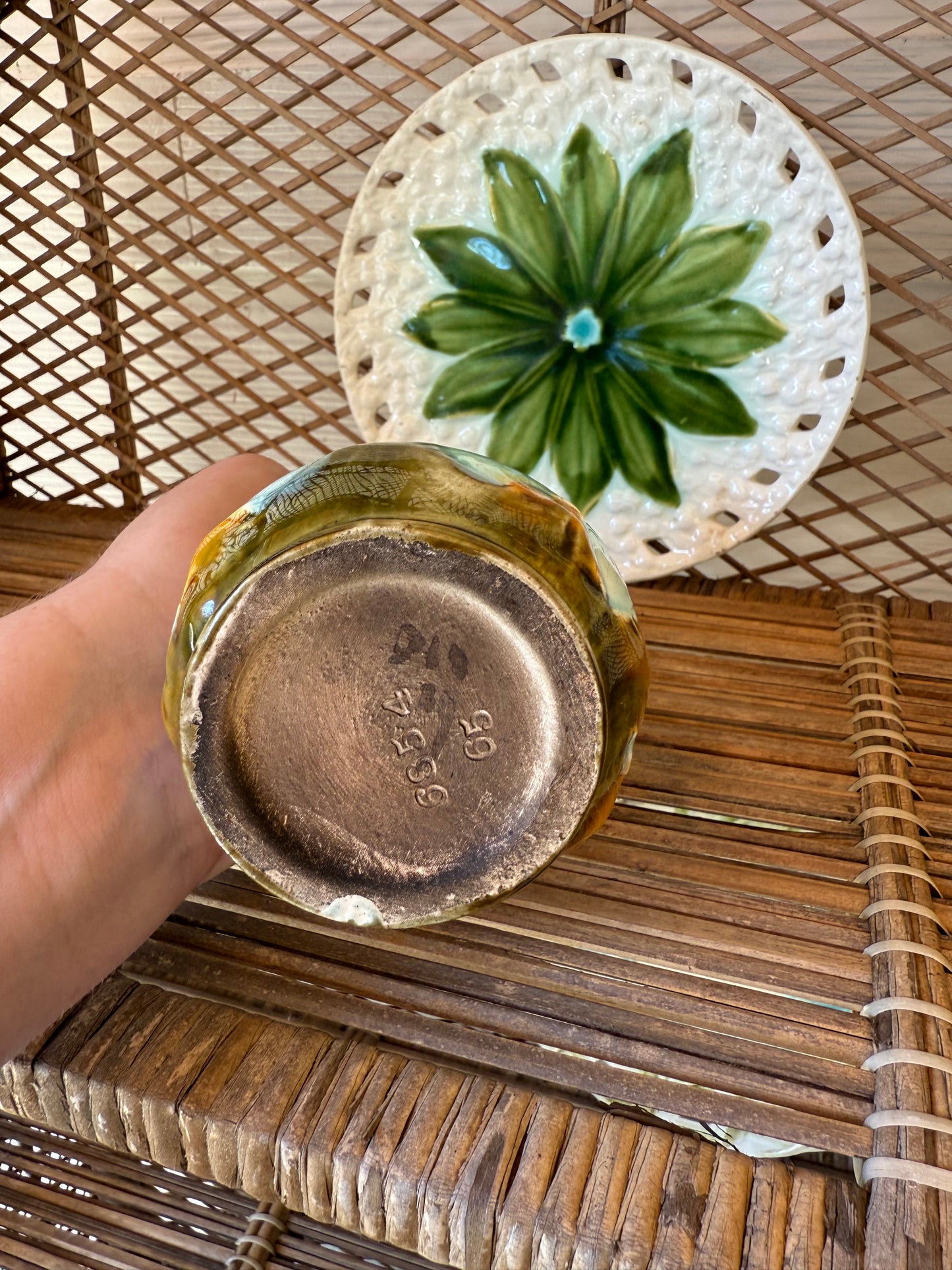 Antique Art Nouveau Majolica Bud Vase