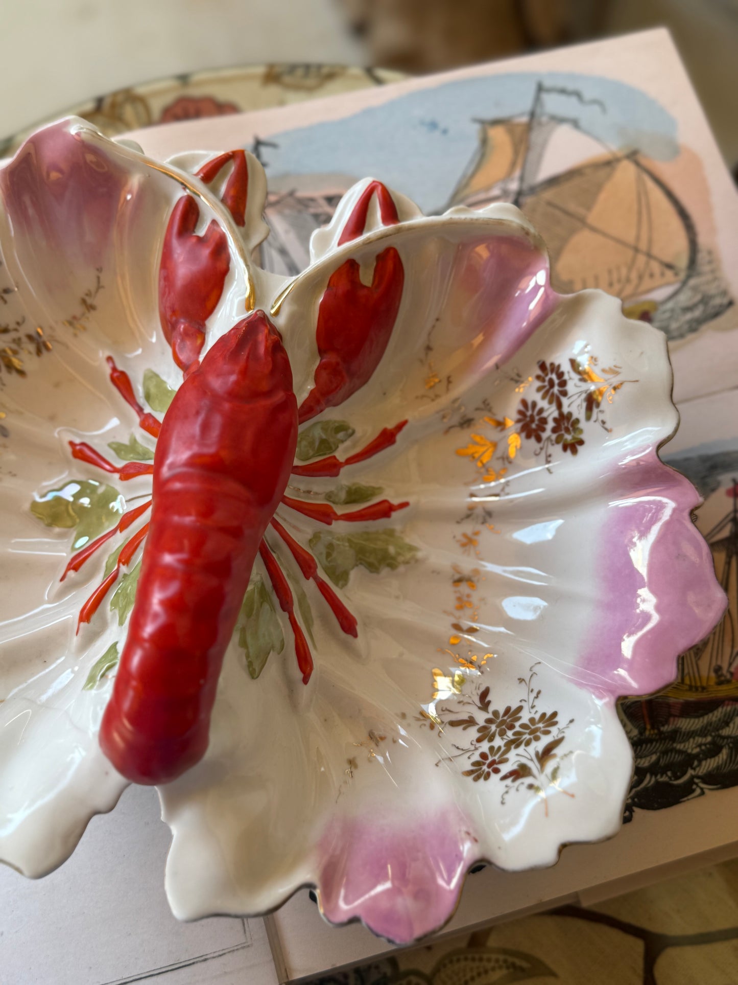 French Majolica Lobster Server