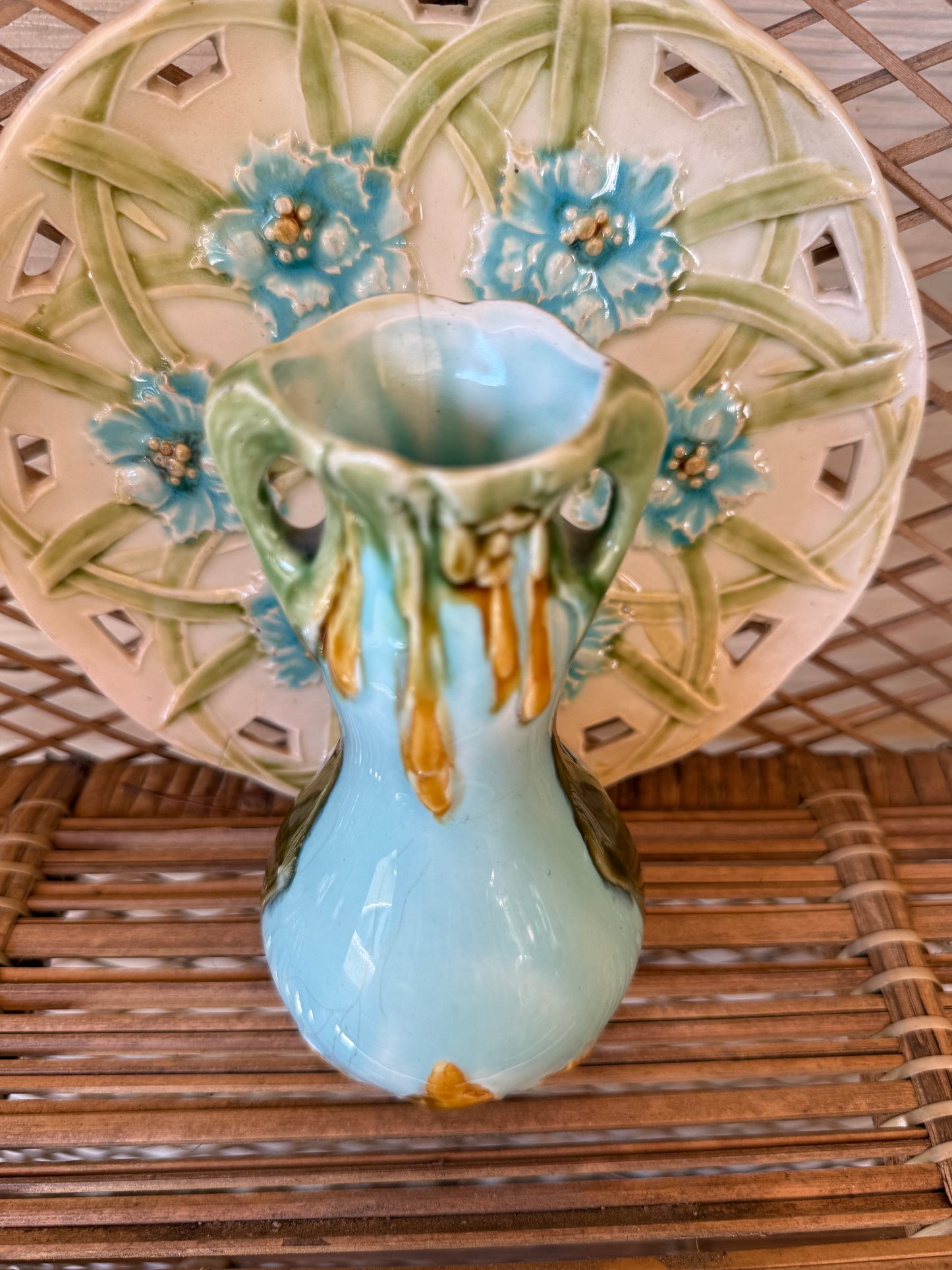 Antique Art Nouveau Majolica Bud Vase