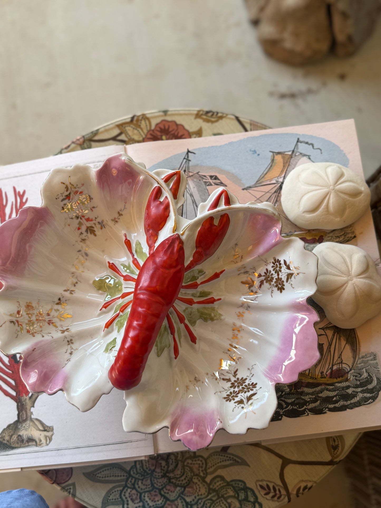 French Majolica Lobster Server