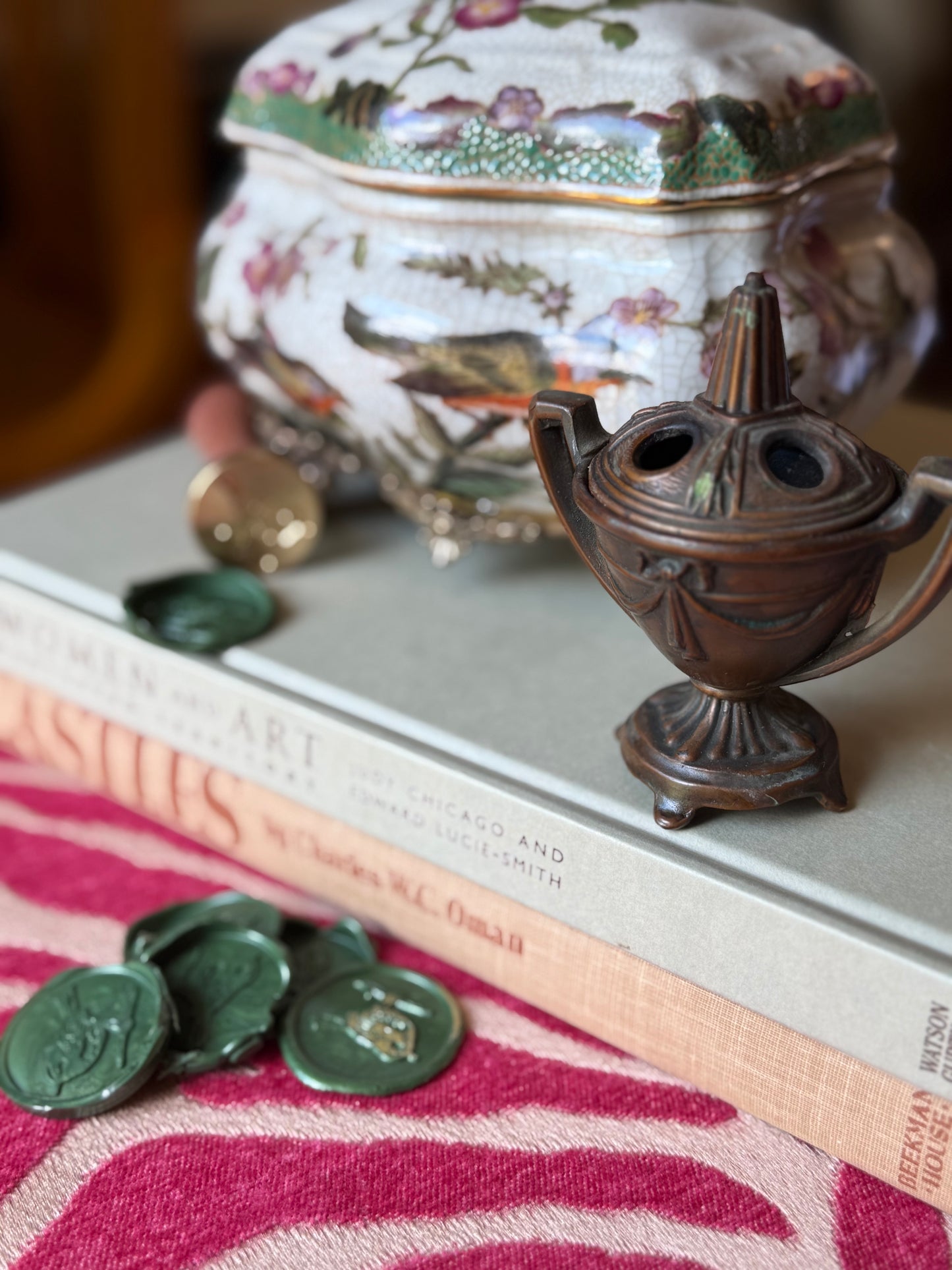 Mini Art Nouveau Bronze Incense Burner
