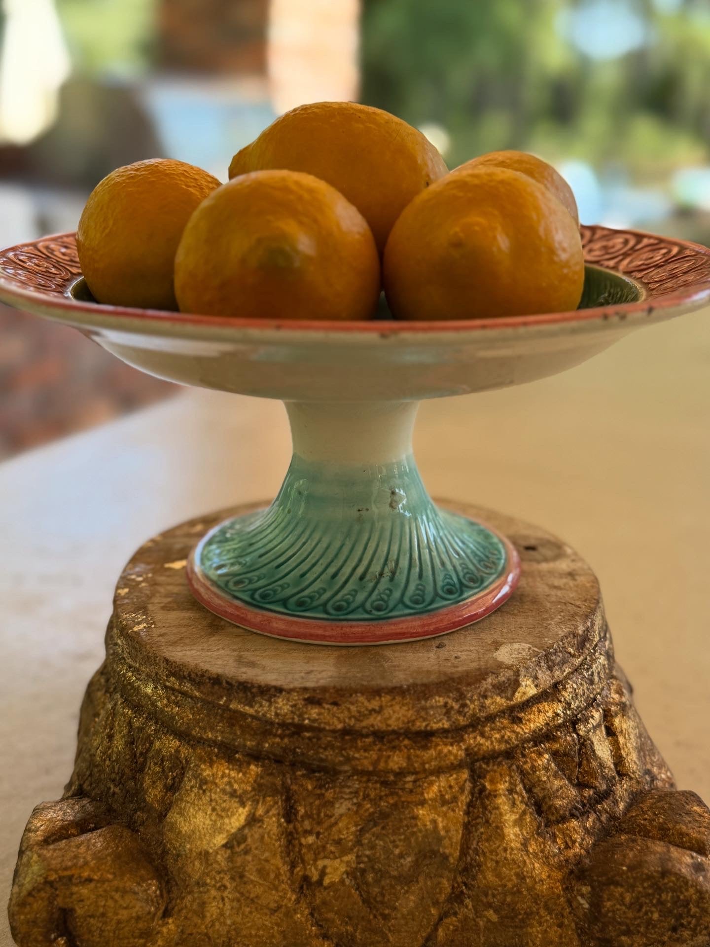 Antique Majolica Fox & Goose Compote