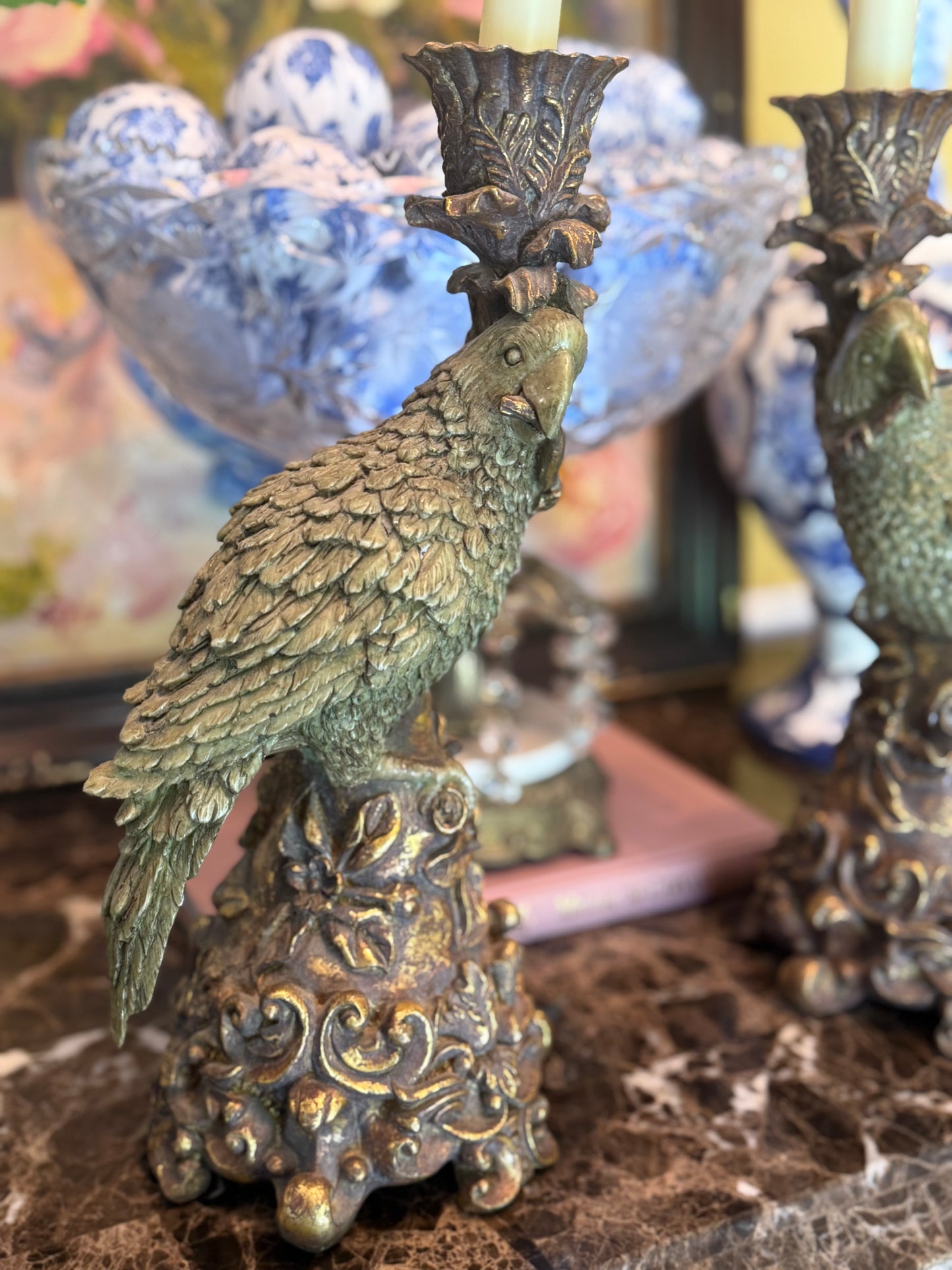 1960s Pair of Parrot Candle Holders by Dick Hsiao