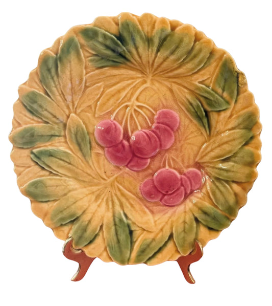 French Majolica Cherry Plate