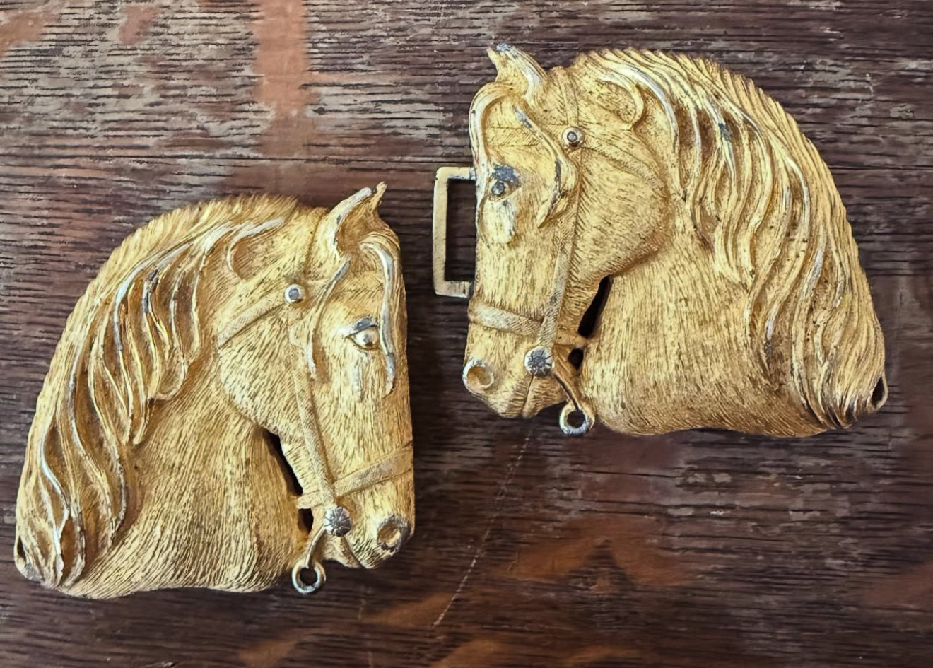 Vintage Brass Horse Belt Buckles