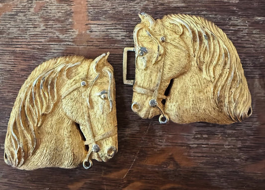 Vintage Brass Horse Belt Buckles