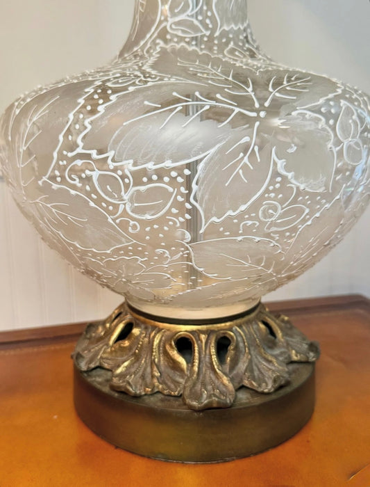 Large Hand-Painted Glass Lamp
