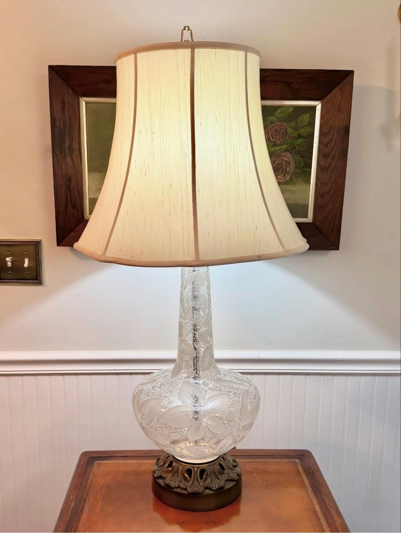 Large Hand-Painted Glass Lamp