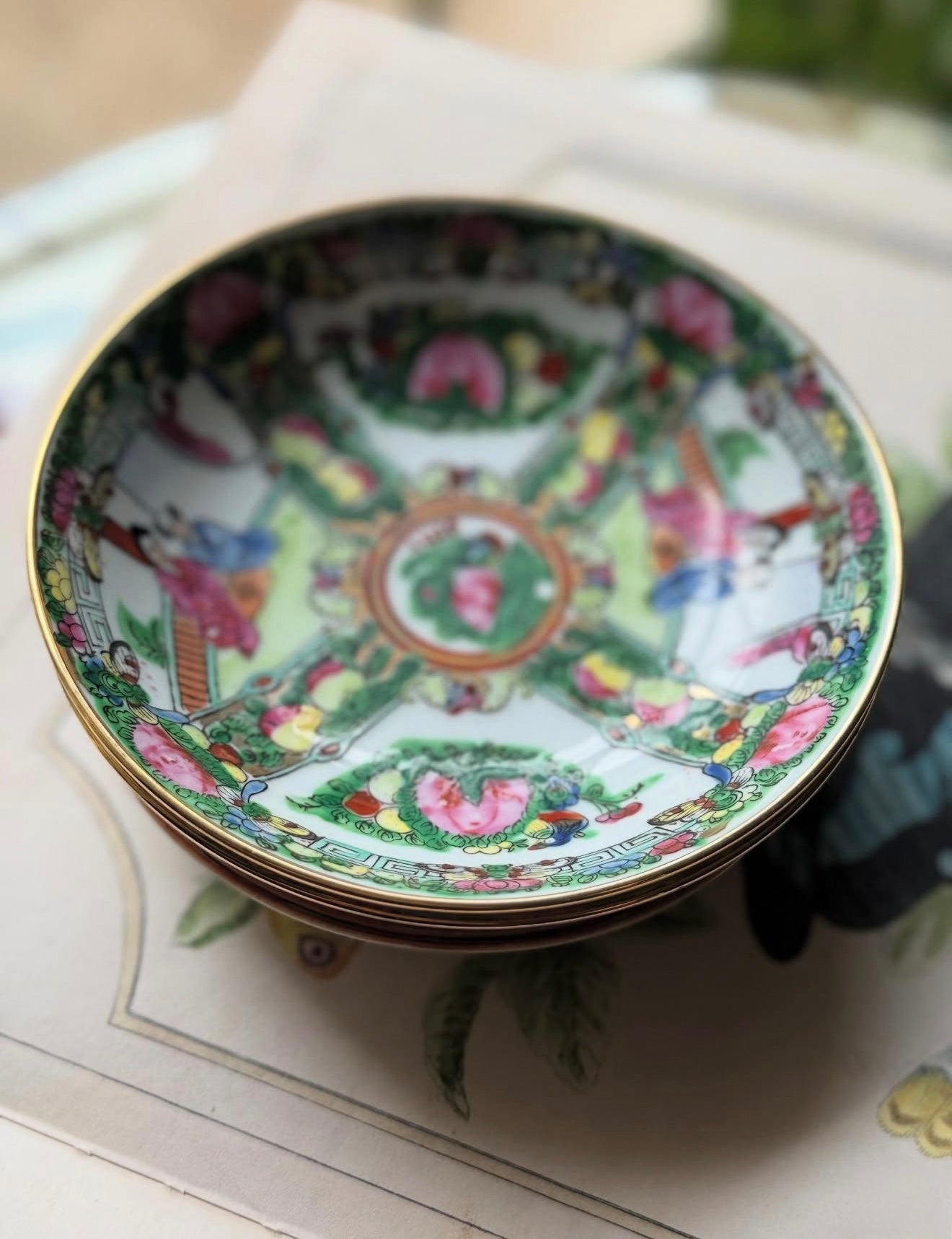 Pair of Rose Medallion Bowls