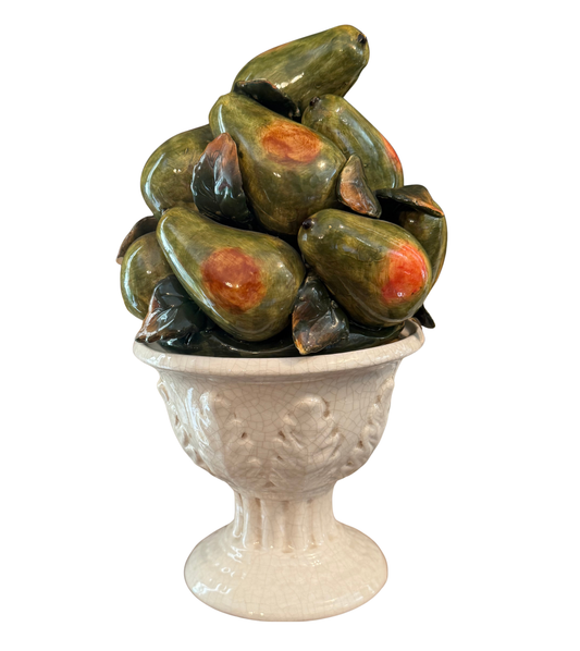 Majolica Pear Topiary in Classic Cream Urn
