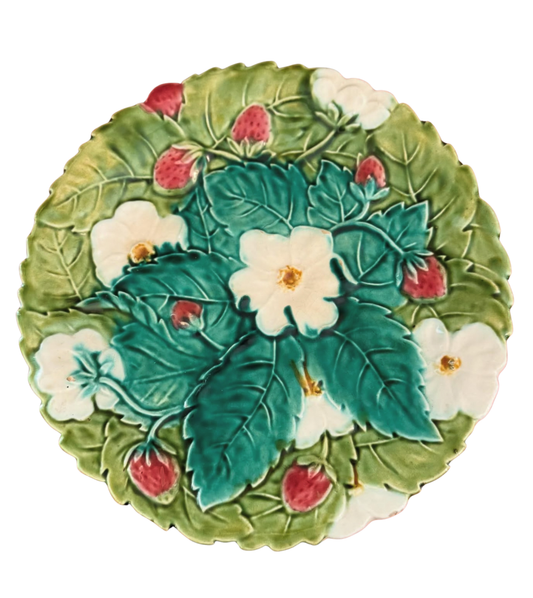French Majolica Strawberry Plate