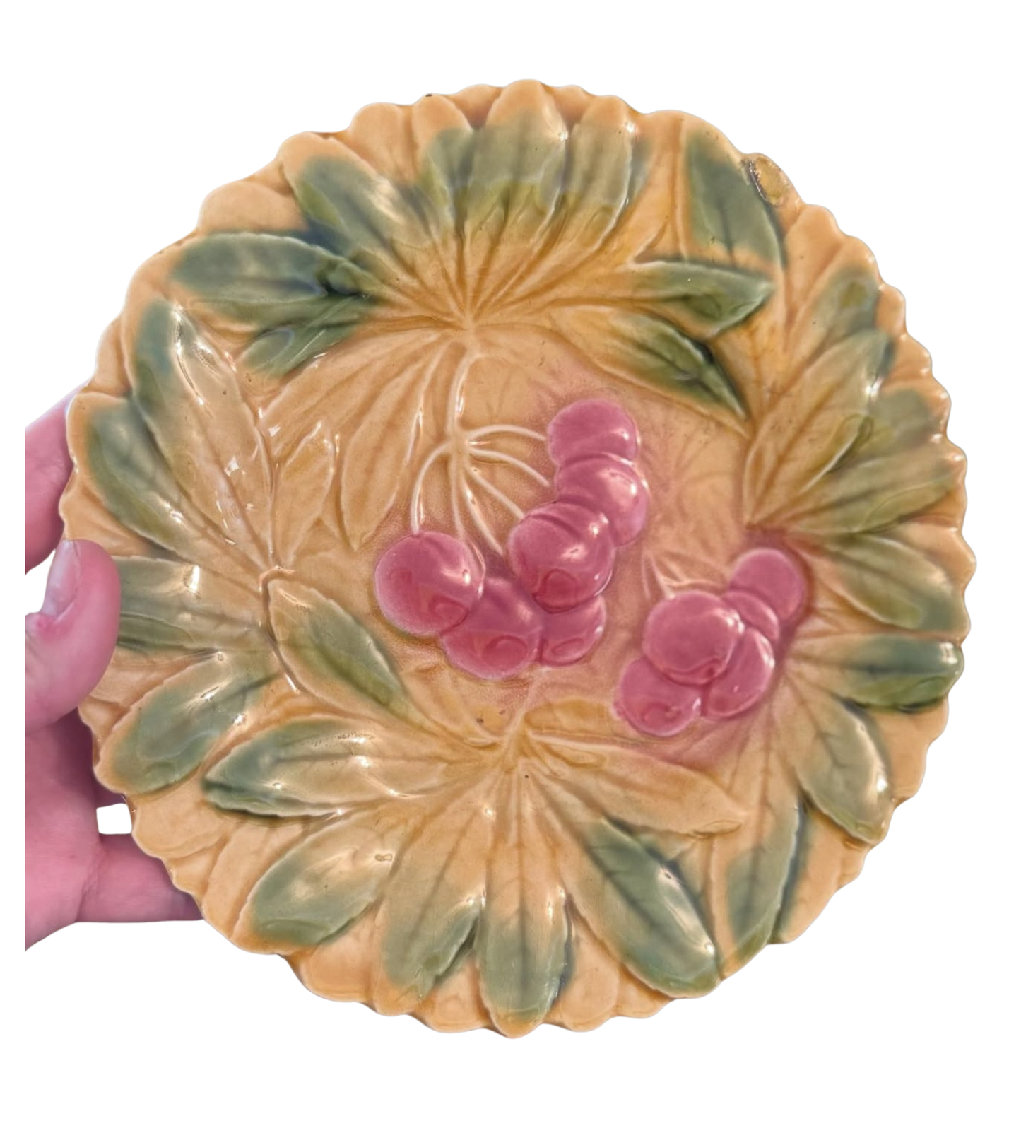 French Majolica Cherry Plate